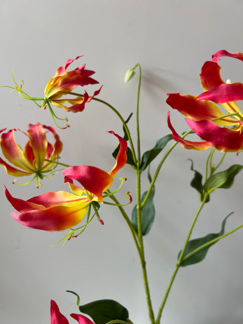 Gloriosa tak geel/donker roze met blad 110 cm
