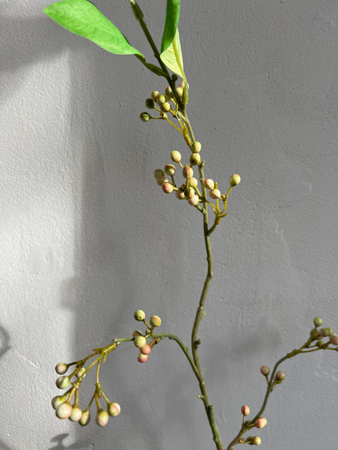 Bessentak groen/wit/roze bes + blad 150 cm