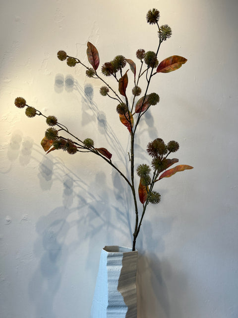 Distel spray + blad groen/oranje 112 cm
