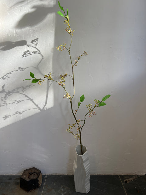 Bessentak groen/wit/roze bes + blad 150 cm