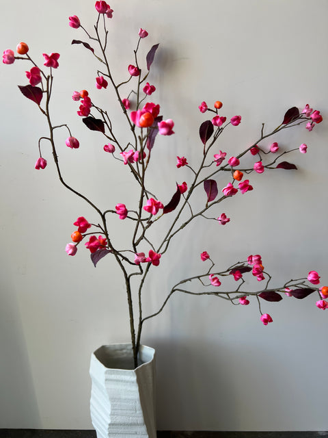 Kardinaalsmuts oranje/roze met blaadje 122 cm