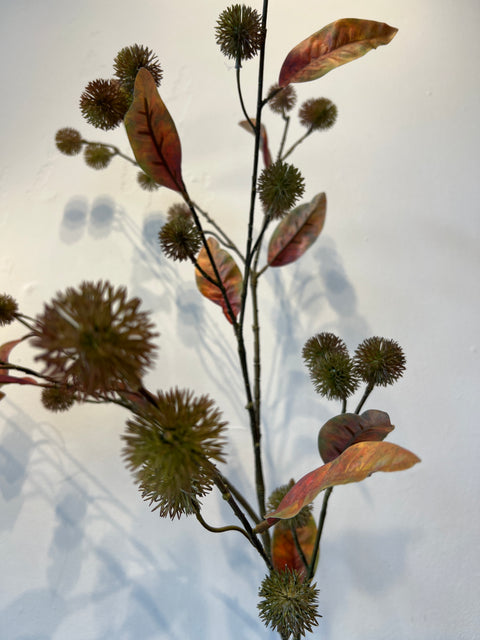 Distel spray + blad groen/oranje 112 cm
