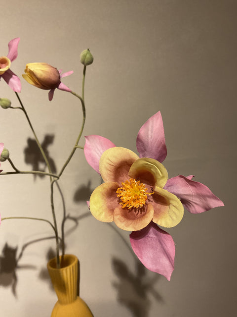 Akelei bloemen tak 104 cm lila/geel