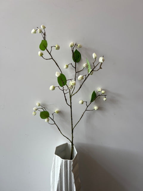 Meidoorn tak crème/groen blad 84 cm