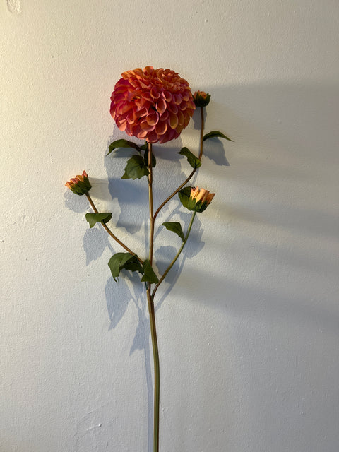 Dahlia bloem x3 knop peach 78 cm