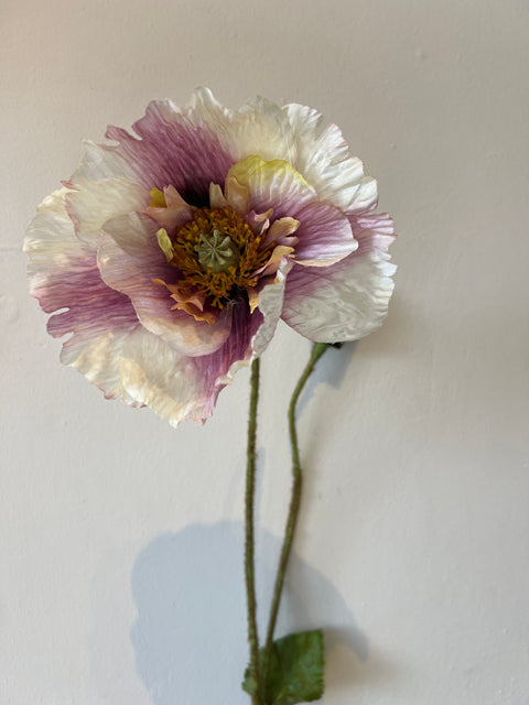 Papaver spray x2 74 cm crème/paars