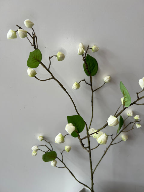 Meidoorn tak crème/groen blad 84 cm