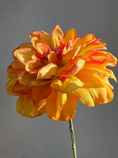 Dahlia bloem geel/oranje 68 cm