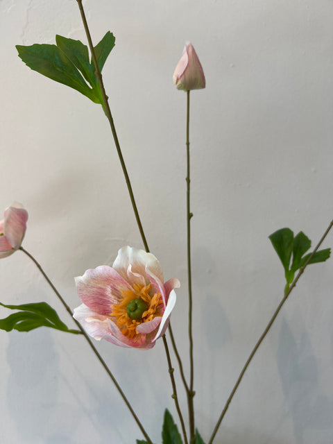 anemoon spray met blad peach 95 cm