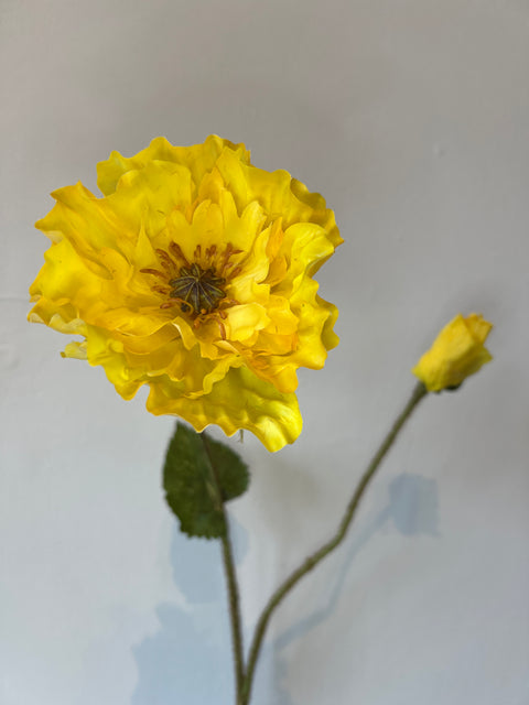 Papaver spray  x2  74 cm geel