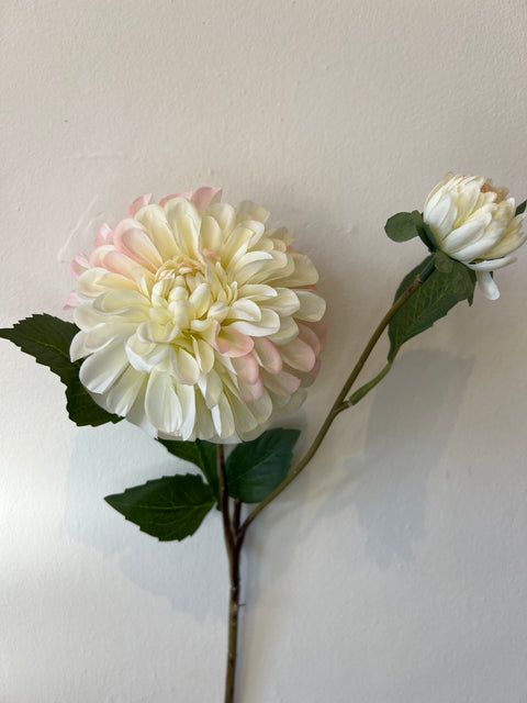 Dahlia bloem x2 wit 60 cm