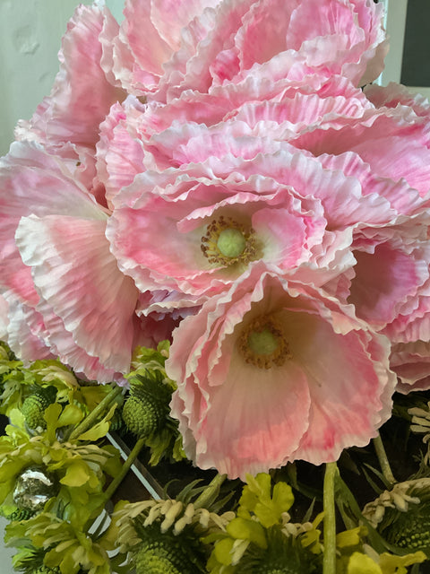 Papaver steel roze/wit  73 cm